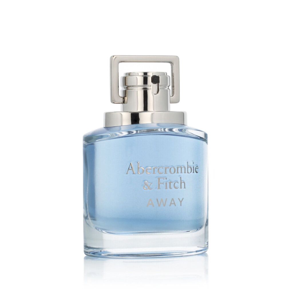 Flacon en verre avec liquide bleu. Bouchon argenté. Nom du produit et logo sur le flacon.