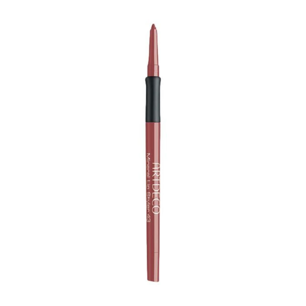 Roze lippenstift. Zwart middengedeelte. Opschrift: Artdeco Mineral Lip Styler 43.