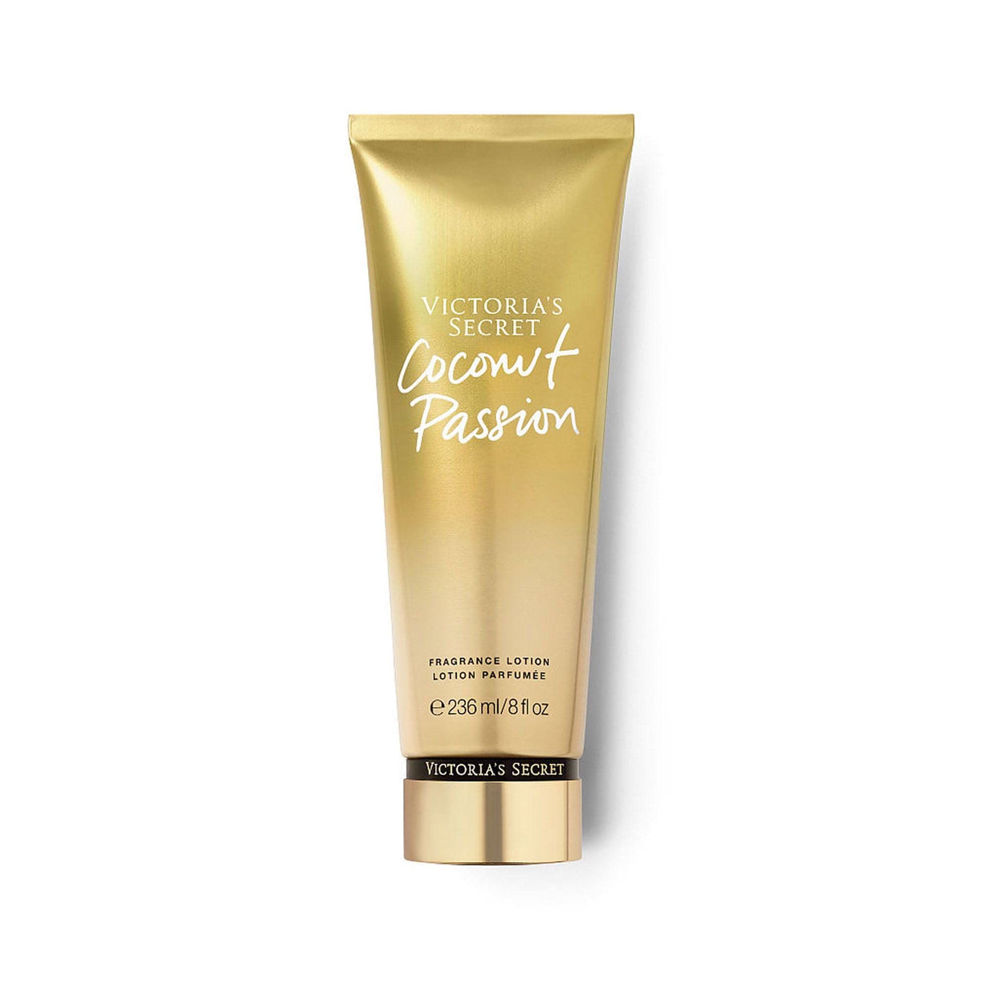 Lotion parfumée Victoria's Secret Coconut Passion en tube doré.
