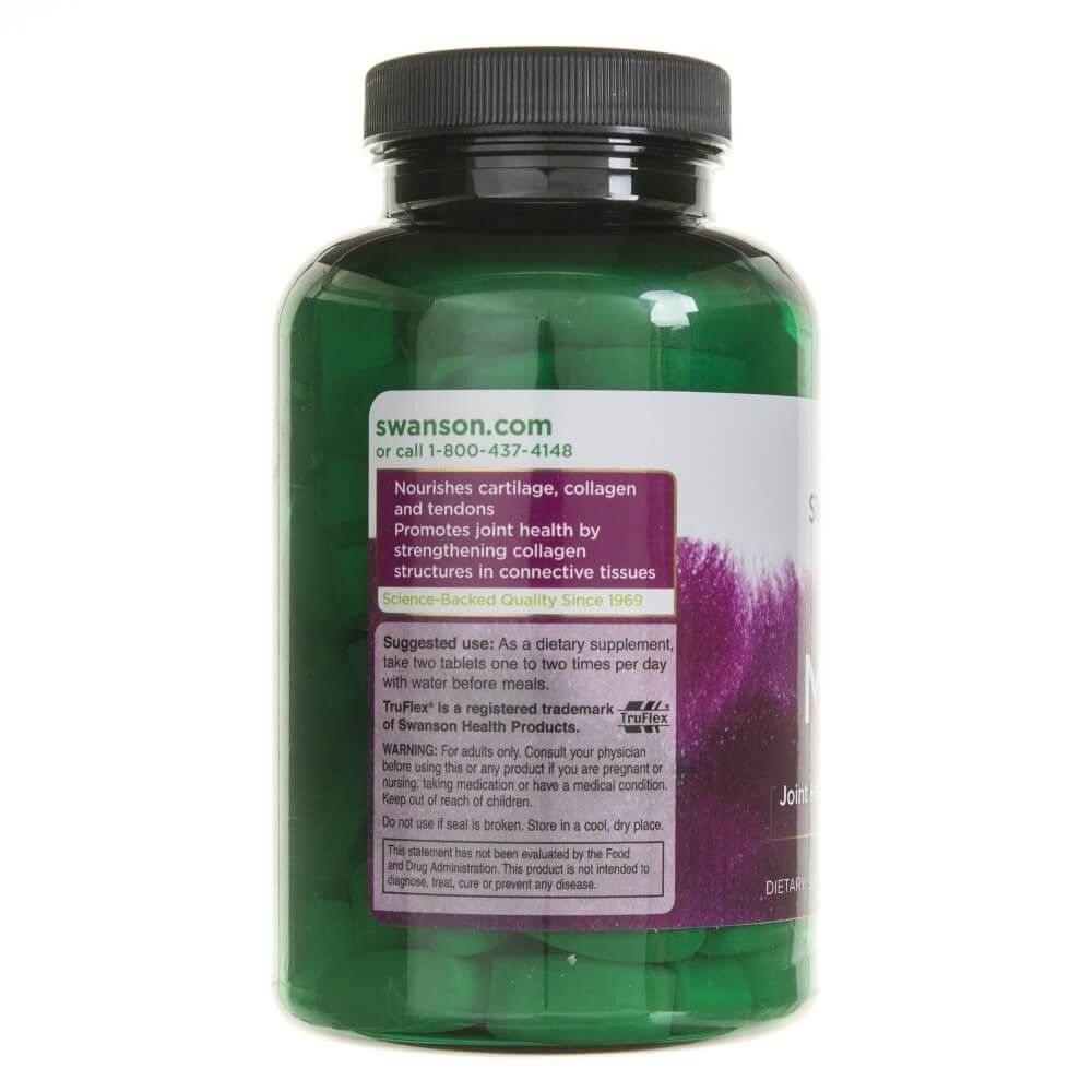 Groene fles met zwarte dop, etiket met productinformatie en doseringsinstructies.