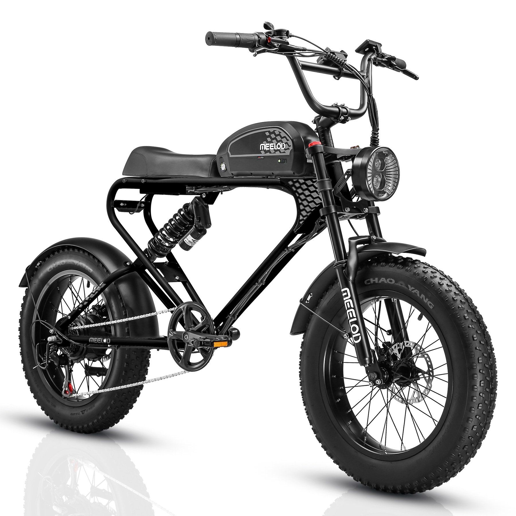 MEELOD DK300 PLUS 20" elektrische fiets in retro bromfietsstijl met 48V 20Ah accu