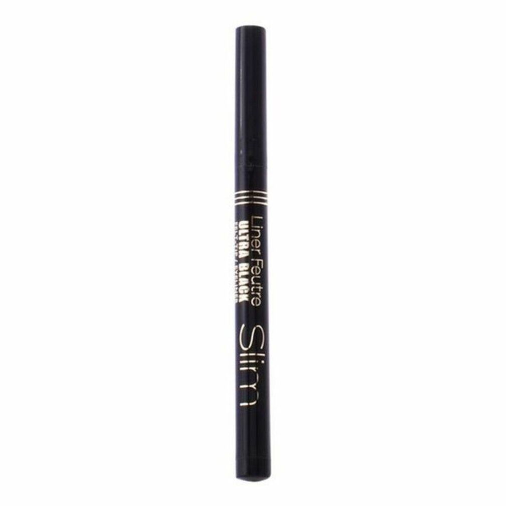 Zwarte eyeliner met gouden tekst. Opschrift: Liner Feutre Ultra Black Slim.