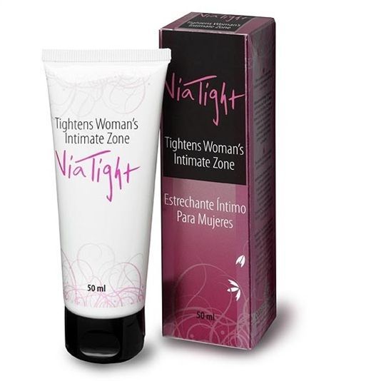 NiaTight tube en doos, 50 ml. Tekst: Tightens Woman's Intimate Zone.