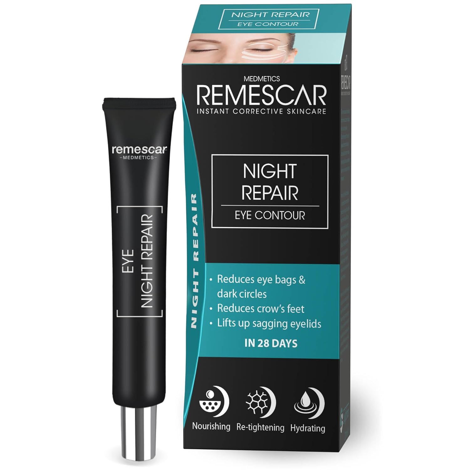 Tube Remescar Eye Night Repair et son emballage.