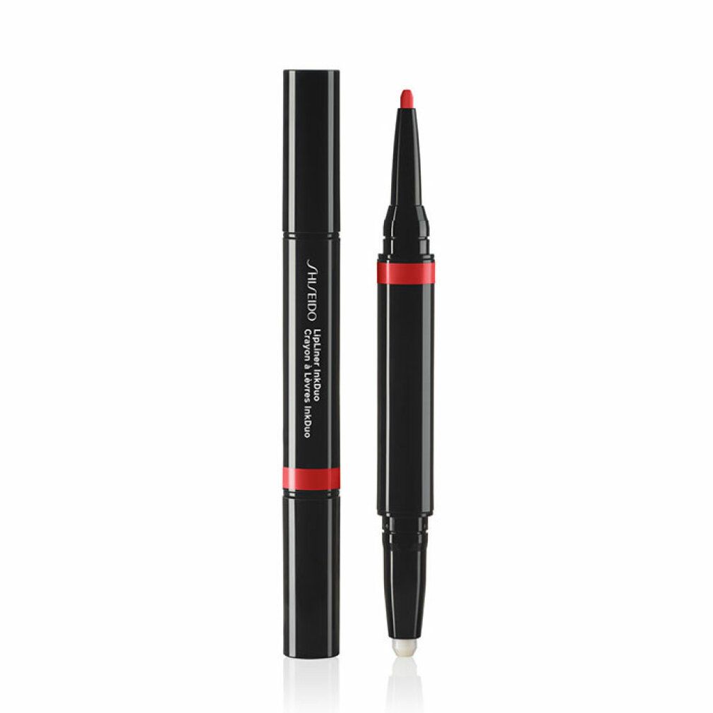 Duo crayon contour des lèvres noir et rouge. Inscription: SHISEIDO Lip Liner Ink Duo. Un crayon est ouvert.