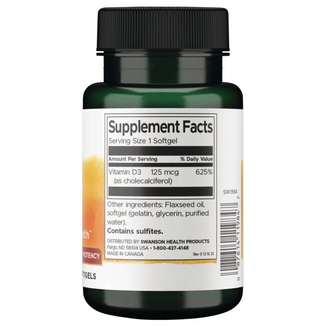 Swanson Health Products Vitamine D3 5 000 UI (125 mcg)