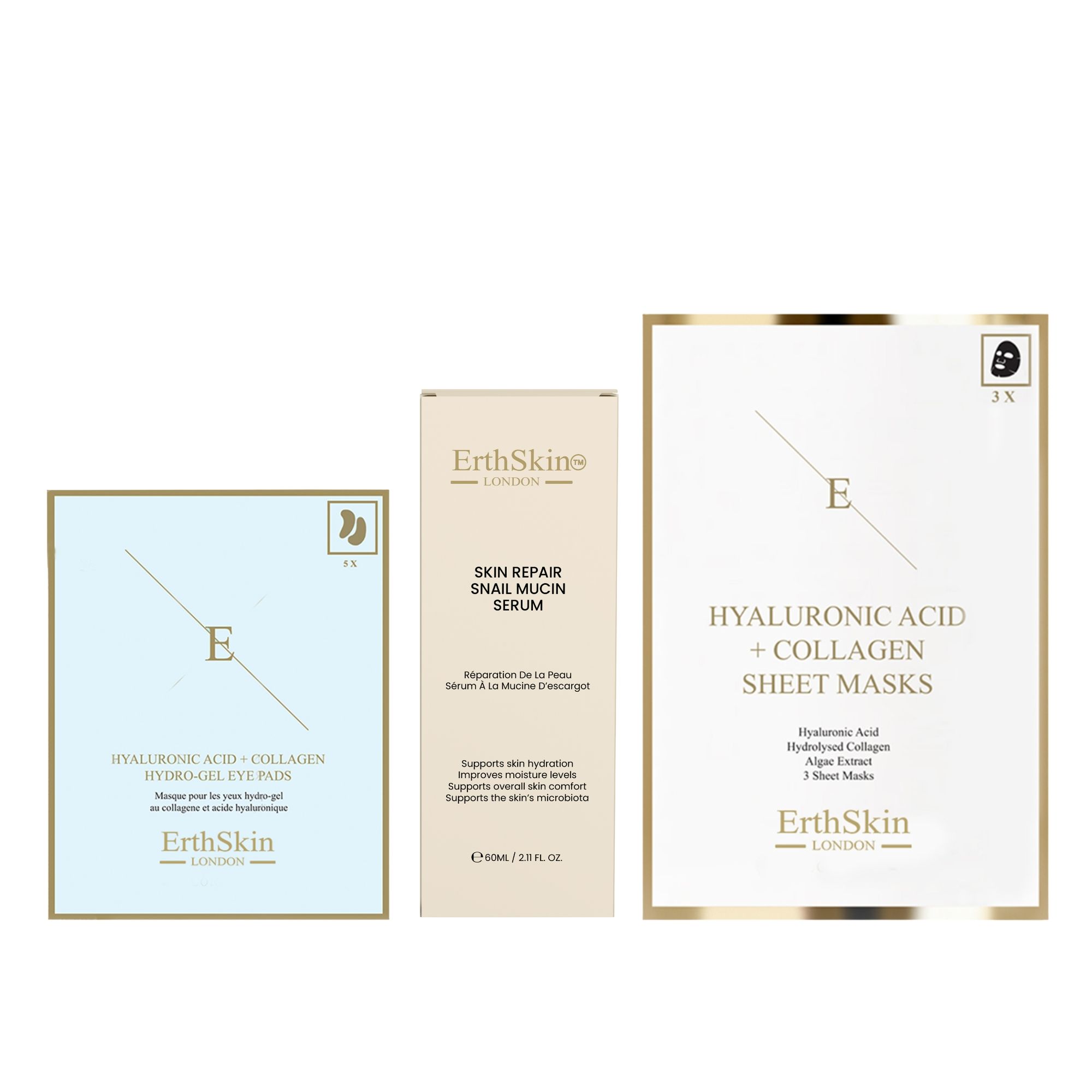 ErthSkin London Coffret Sérum Escargot, Patchs & Masque Collagène
