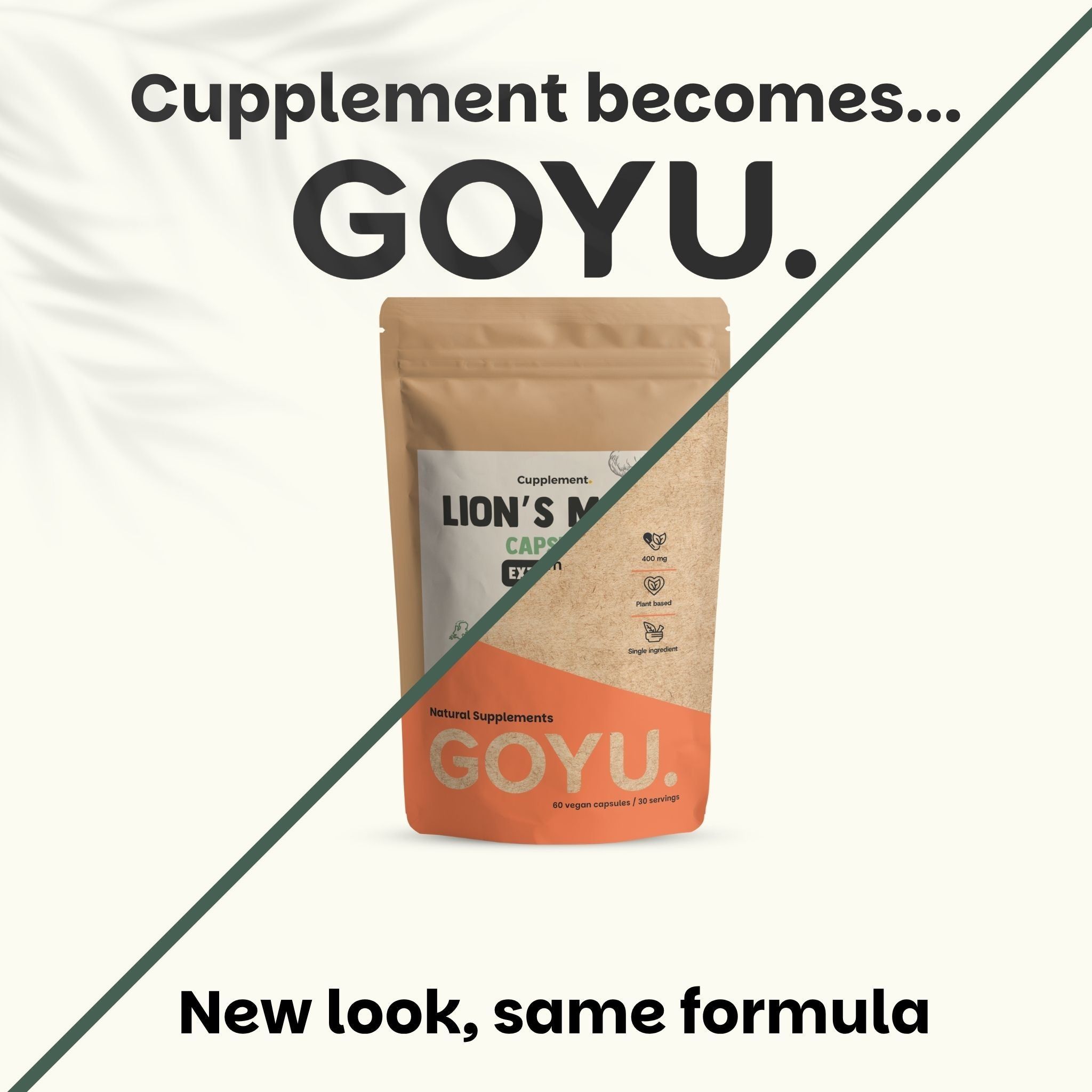 Emballage de capsules d'extrait de crinière de lion avec le nom de marque GOYU.