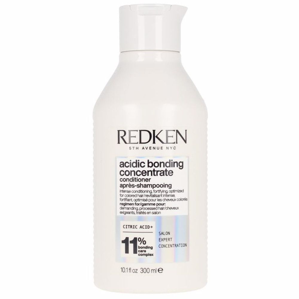 Bouteille de revitalisant Redken Acidic Bonding Concentrate avec étiquette indiquant 11% de complexe de liaison.