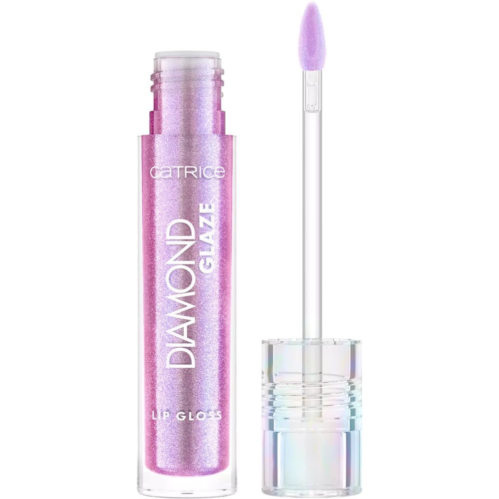 Catrice Diamond Glaze Lip Gloss met applicator. Transparante tube met roze glans. Opschrift: Diamond Glaze, Lip Gloss.