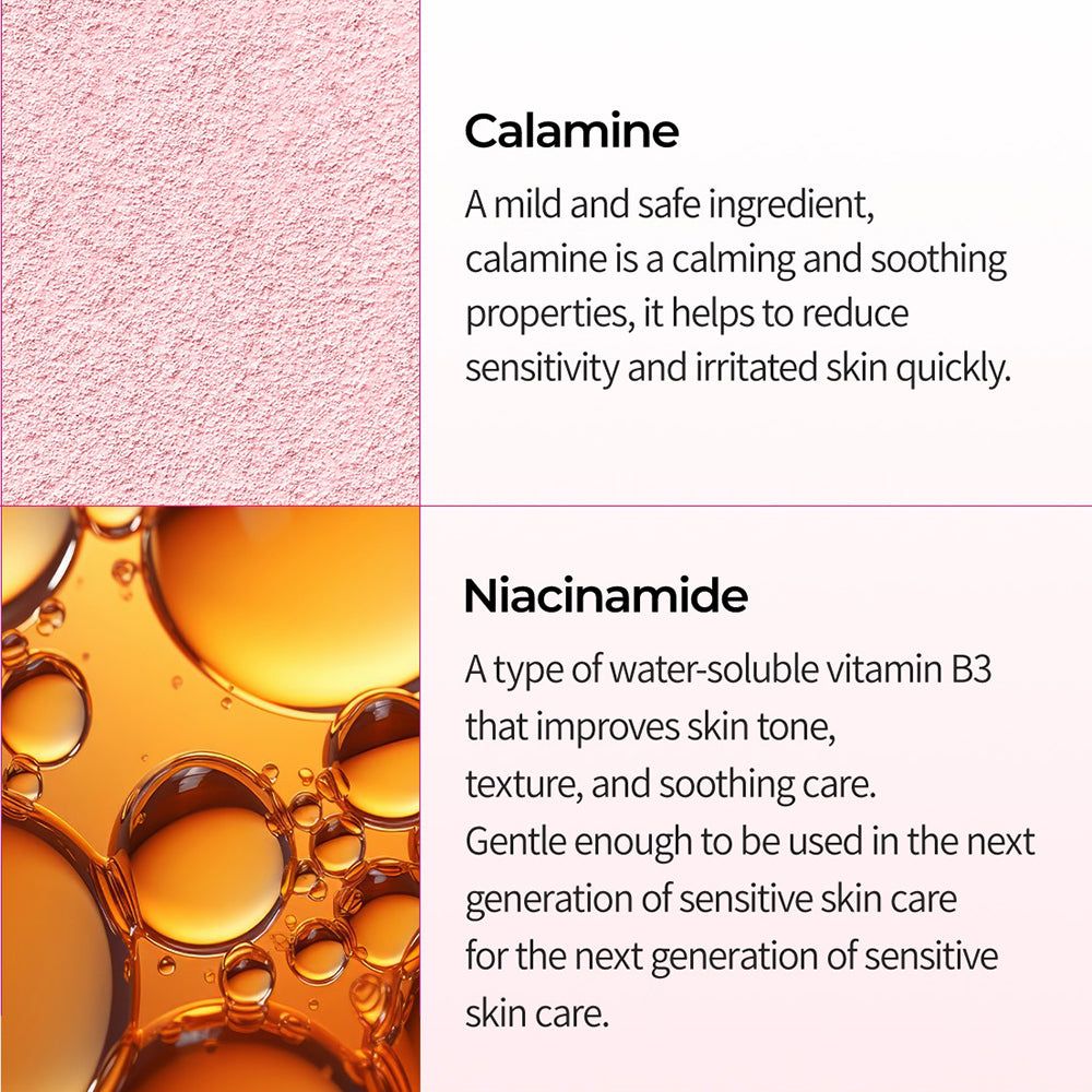 Informations sur la calamine et la niacinamide dans le nettoyant moussant Dr. Melaxin.