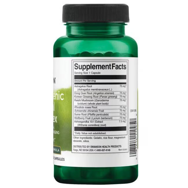 Groene fles met zwarte dop. Achterkant met voedingswaarde en ingrediëntenlijst. Bevat 60 capsules.