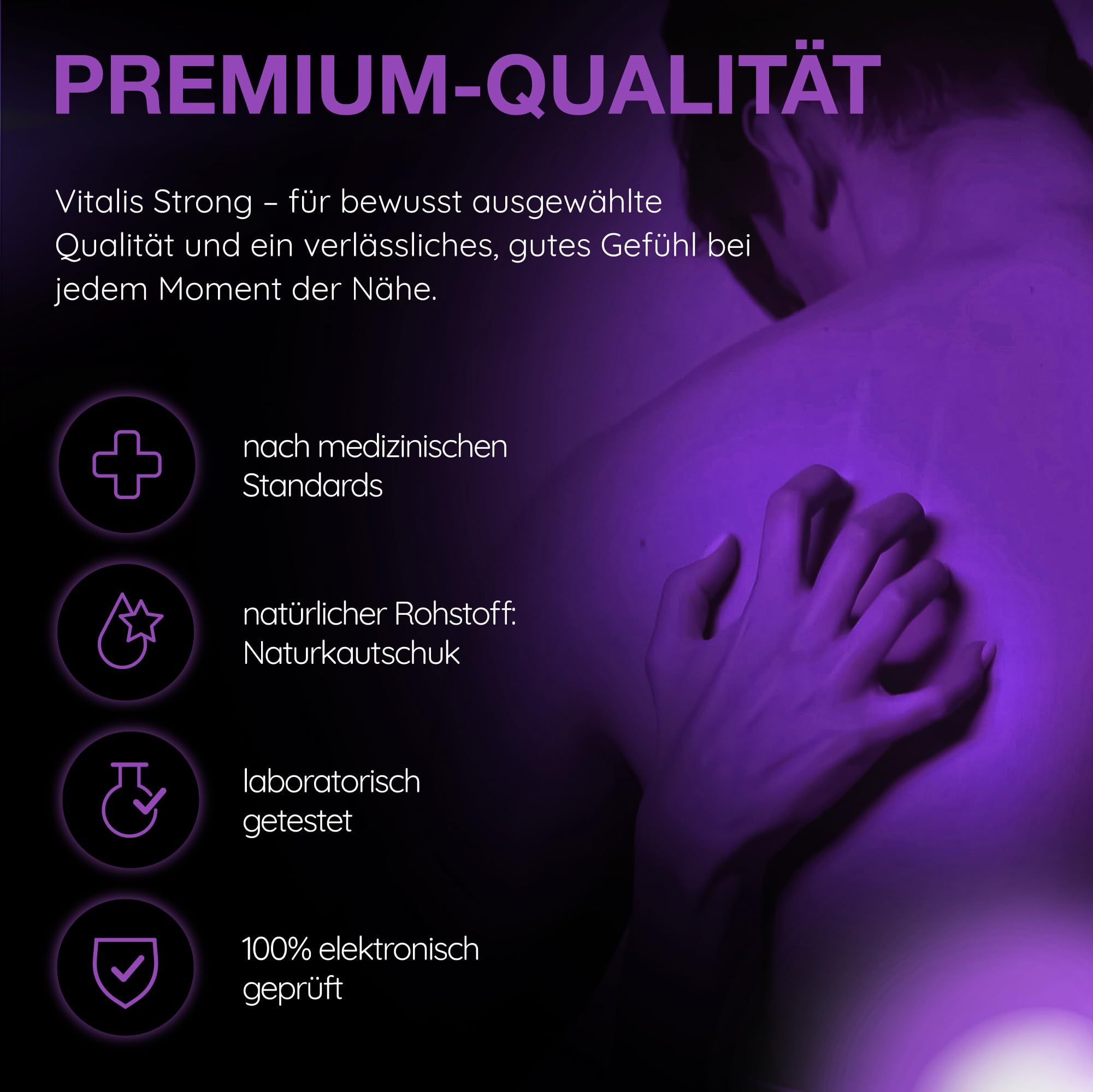 Vitalis Strong: Medische normen, natuurrubber, laboratorium getest, 100% elektronisch getest.