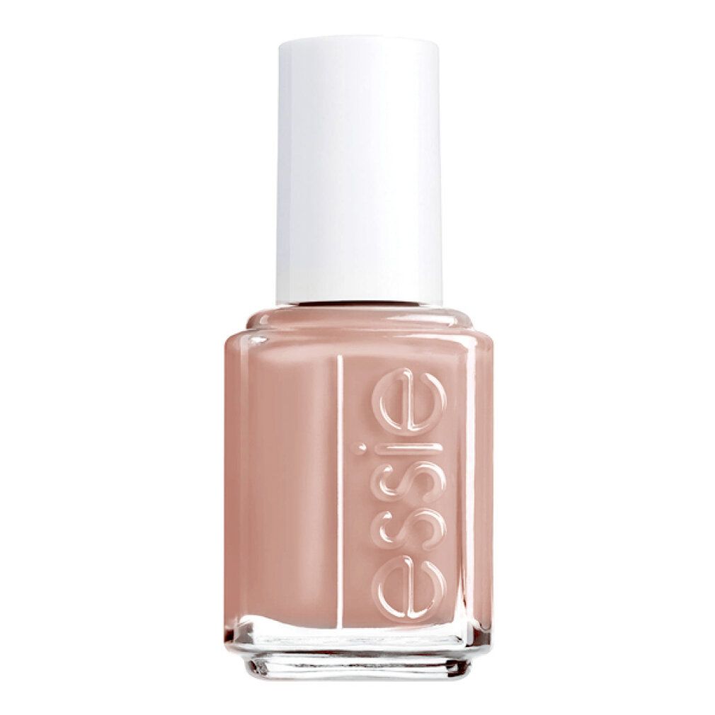 Essie-nagellakflesje. Roze nagellak. Witte dop. Transparante fles.