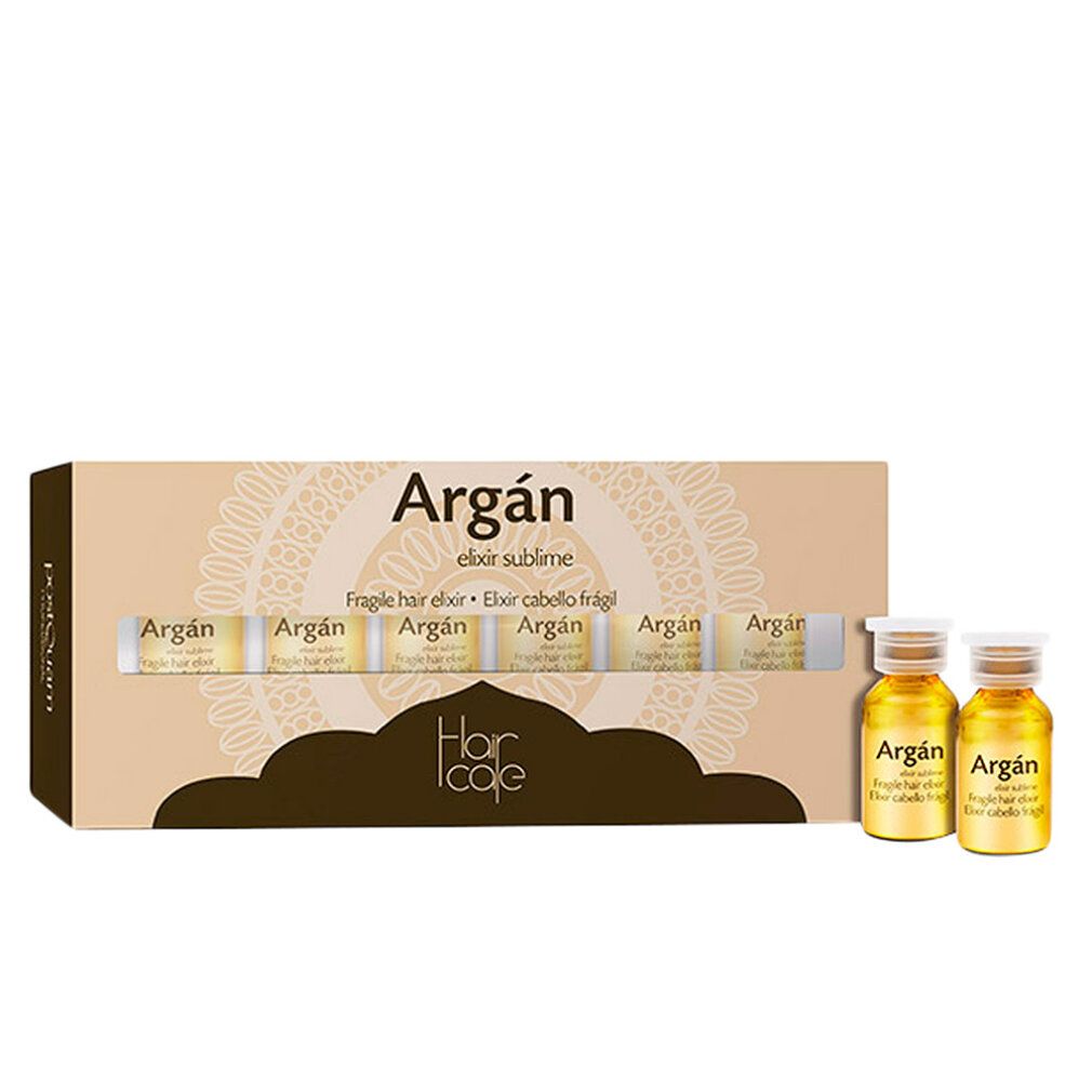 Postquam Argan Elixir Sublime voor breekbaar haar, 6x ampullen van 10ml en 2x flesjes van 10ml.