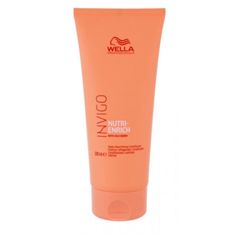 Tube orange avec inscription: Wella, Invigo Nutri-Enrich, 200ml. Produit pour cheveux secs.