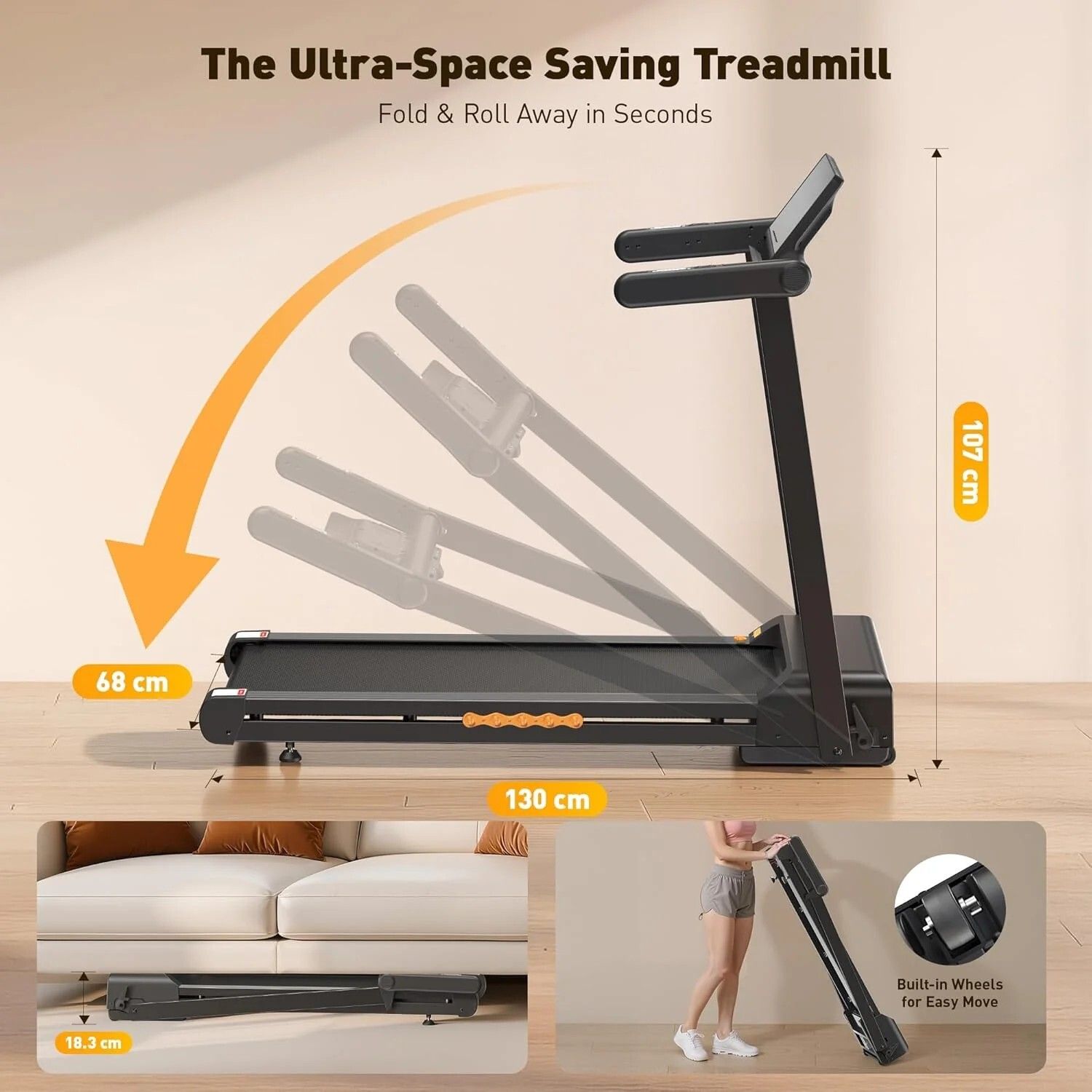 JAGJOG JT60 Tapis de course pliable pour la maison, 3,5 CV, 14 km/h