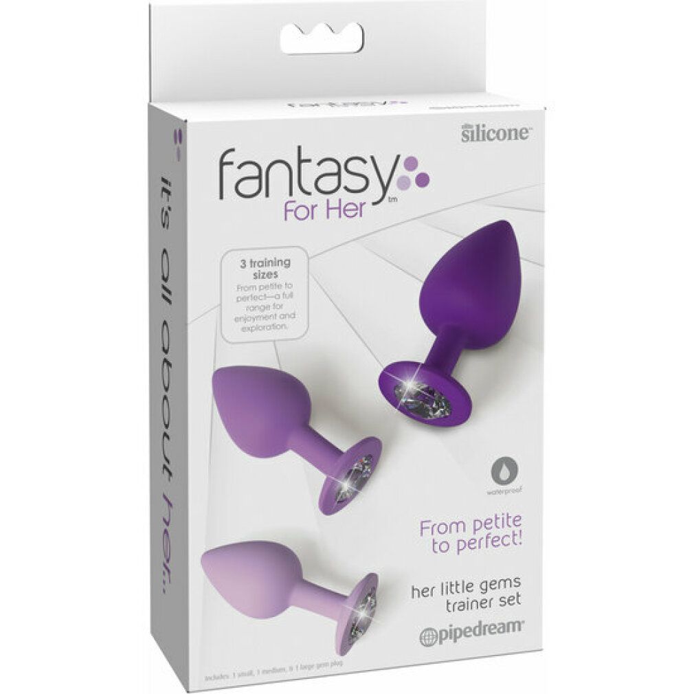 Emballage du set de plugs anaux Fantasy For Her avec trois plugs violets.