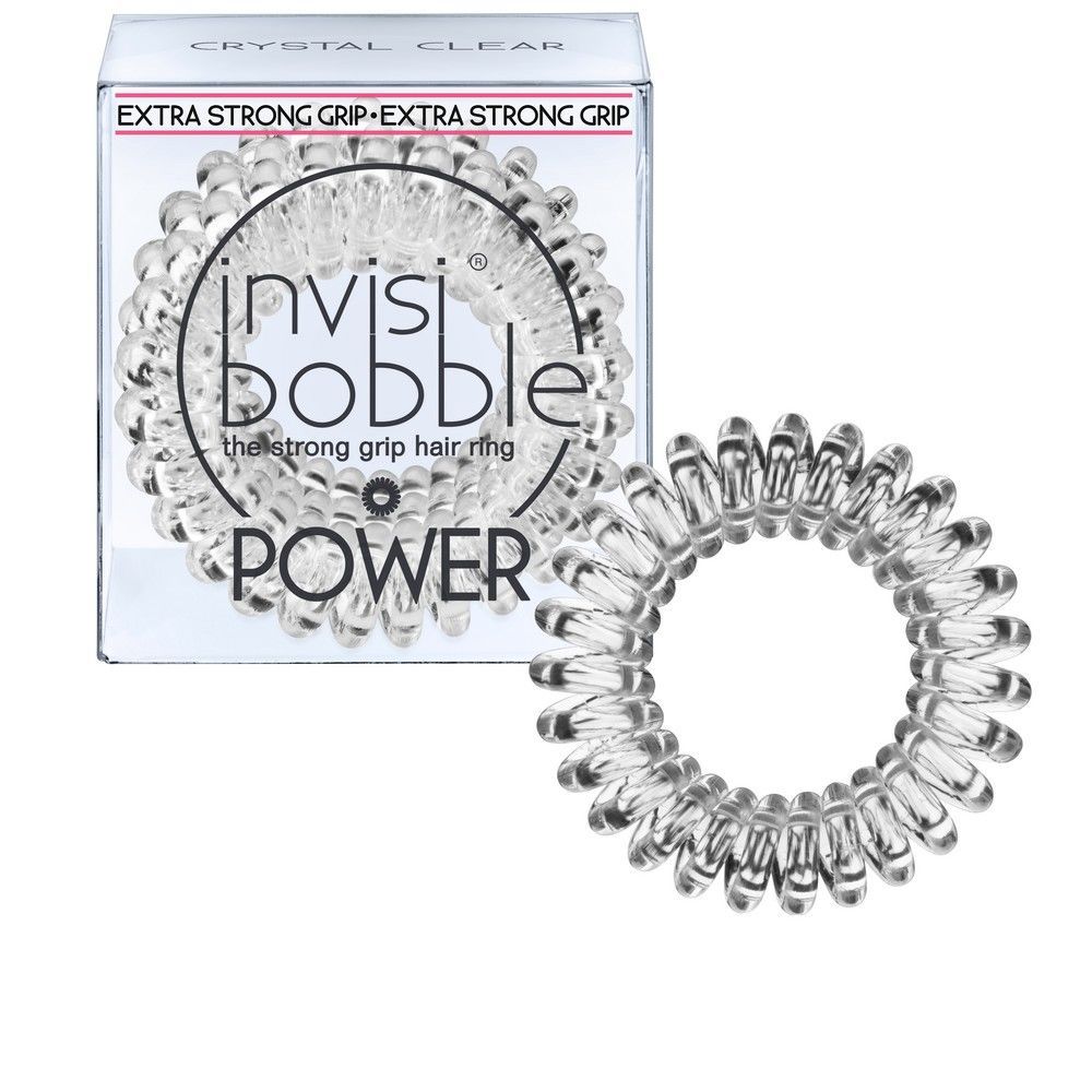 Emballage et deux élastiques à cheveux Invisibobble Power transparents.