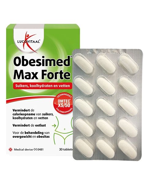 Groene verpakking en blisterverpakking met tabletten. Productnaam en logo zichtbaar. 30 tabletten. Medisch hulpmiddel.