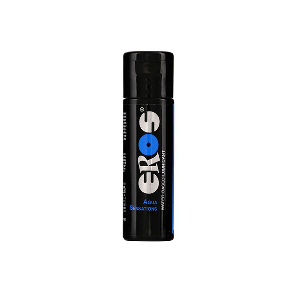 Eros Gleitgel Aqua Sensations, watergedragen glijmiddel in zwarte fles.