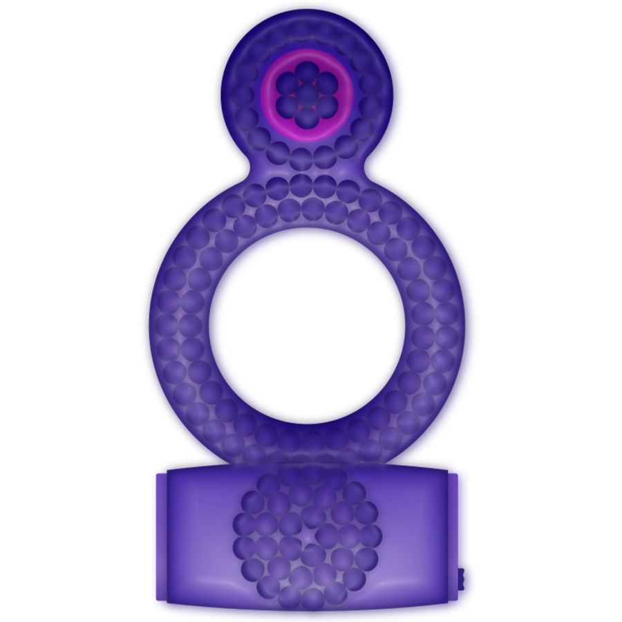 Anneau pénien vibrant violet. En forme d'anneau avec picots et éléments vibrants.