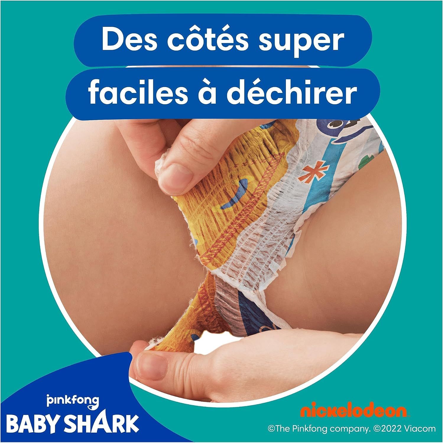 Pampers Splashers : côtés super faciles à déchirer pour un retrait rapide.