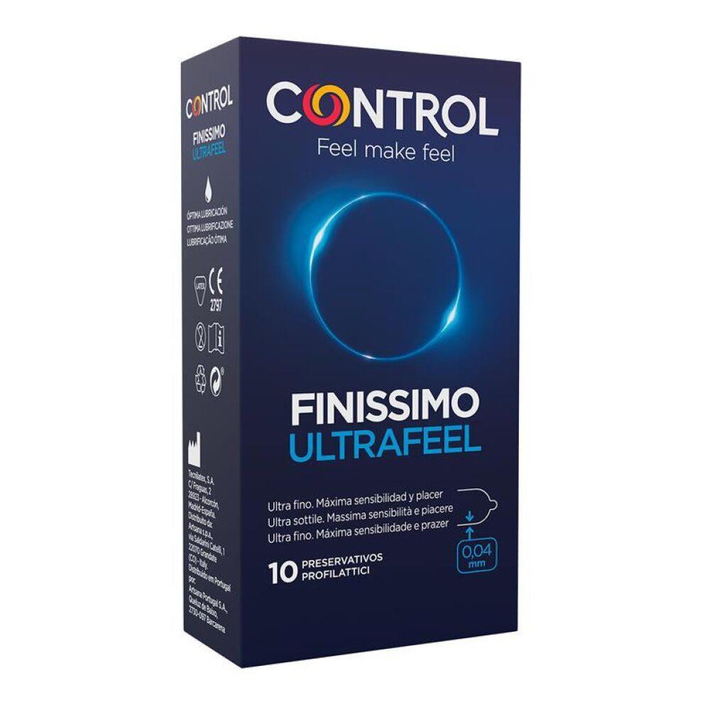 Préservatifs Control Finissimo Ultra Feel, boîte de 10. Épaisseur 0,04 mm. Certifié CE.