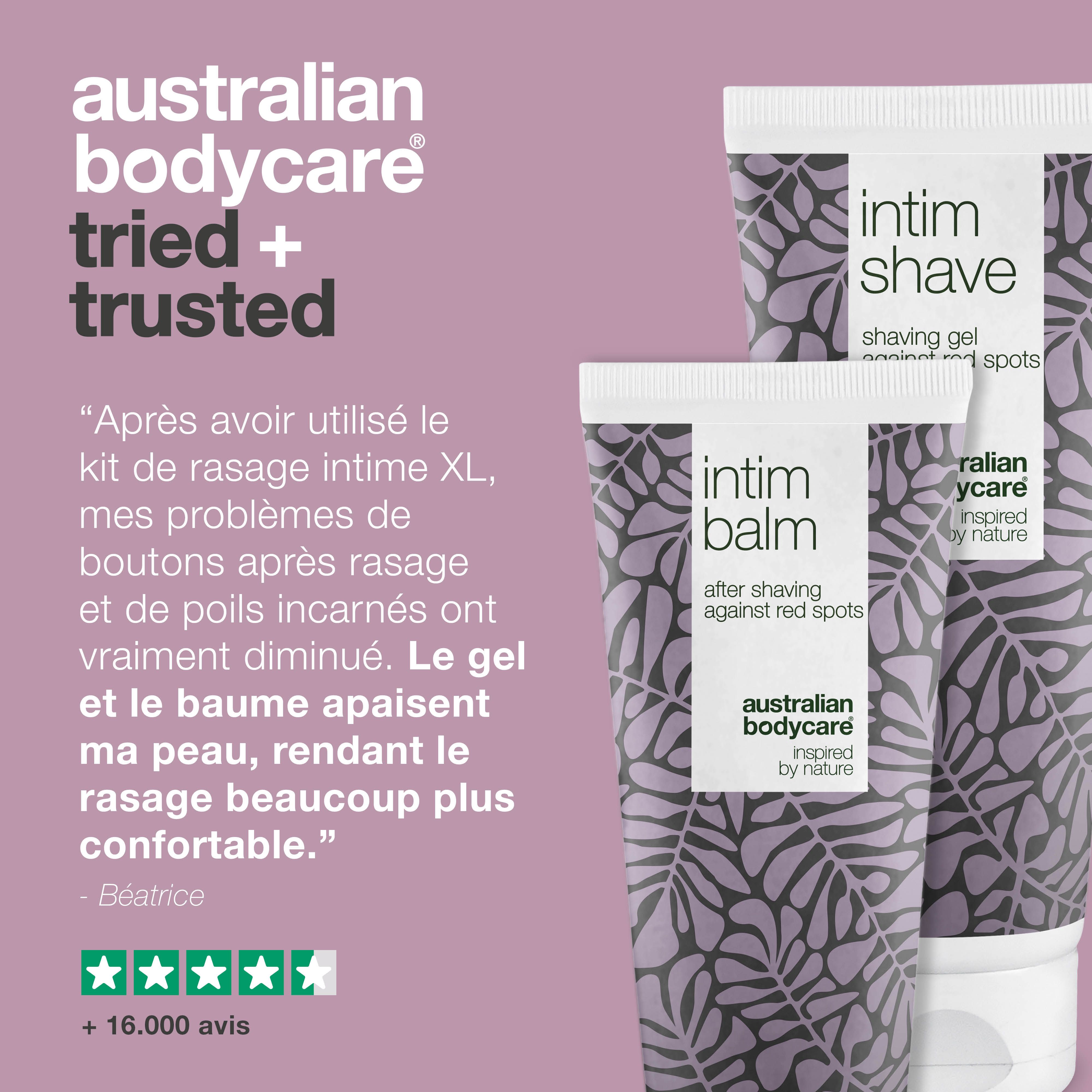 Australian Bodycare. Avis sur le gel Intim-Shave et le baume intime.