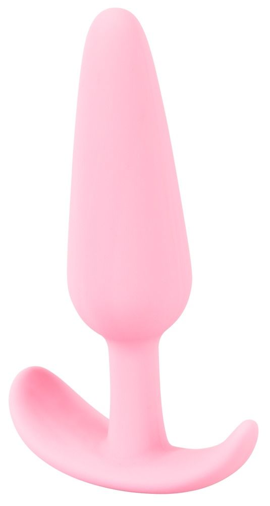 Roze siliconen anale plug met brede basis.
