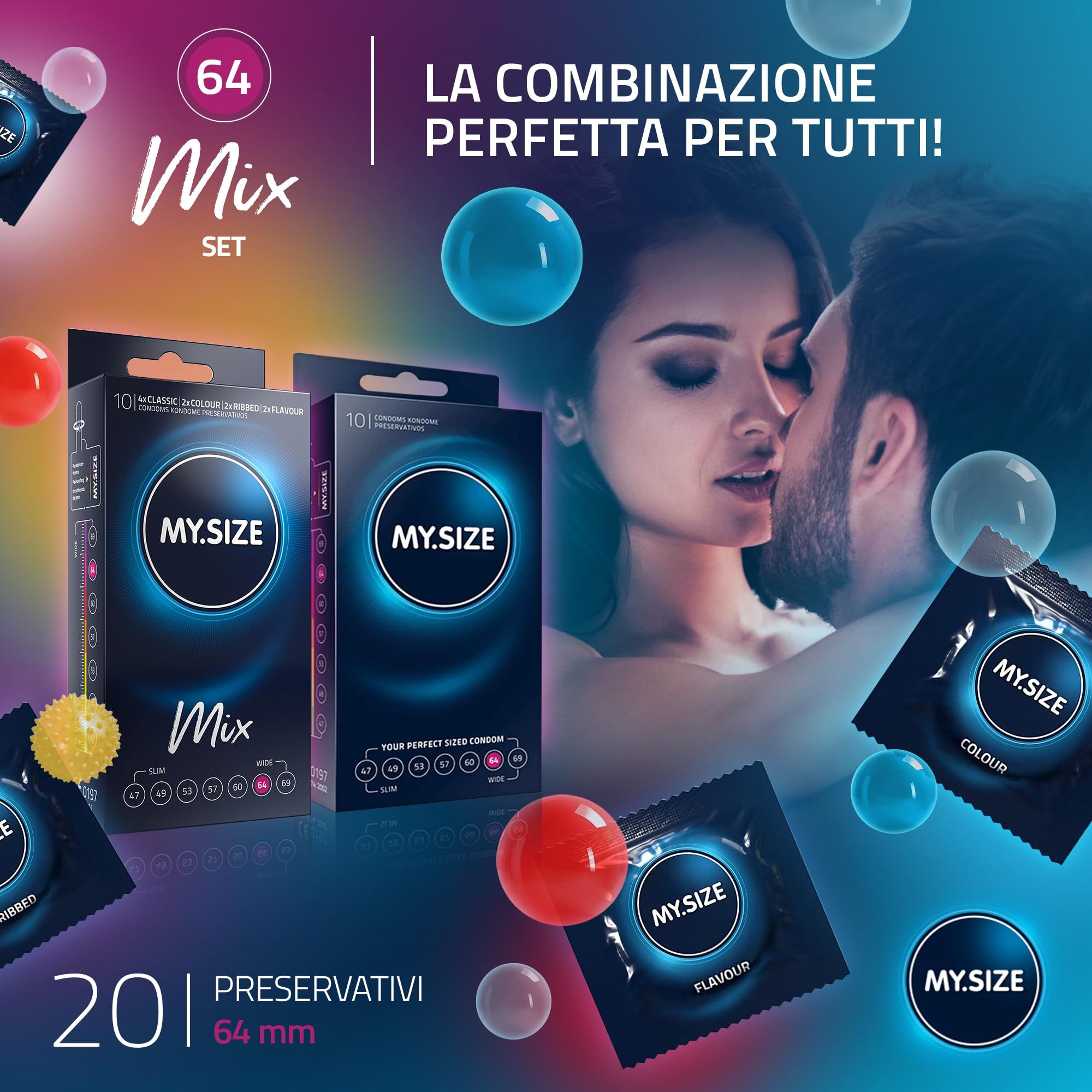 MY.SIZE Mix Préservatif Set Taille 6 64mm