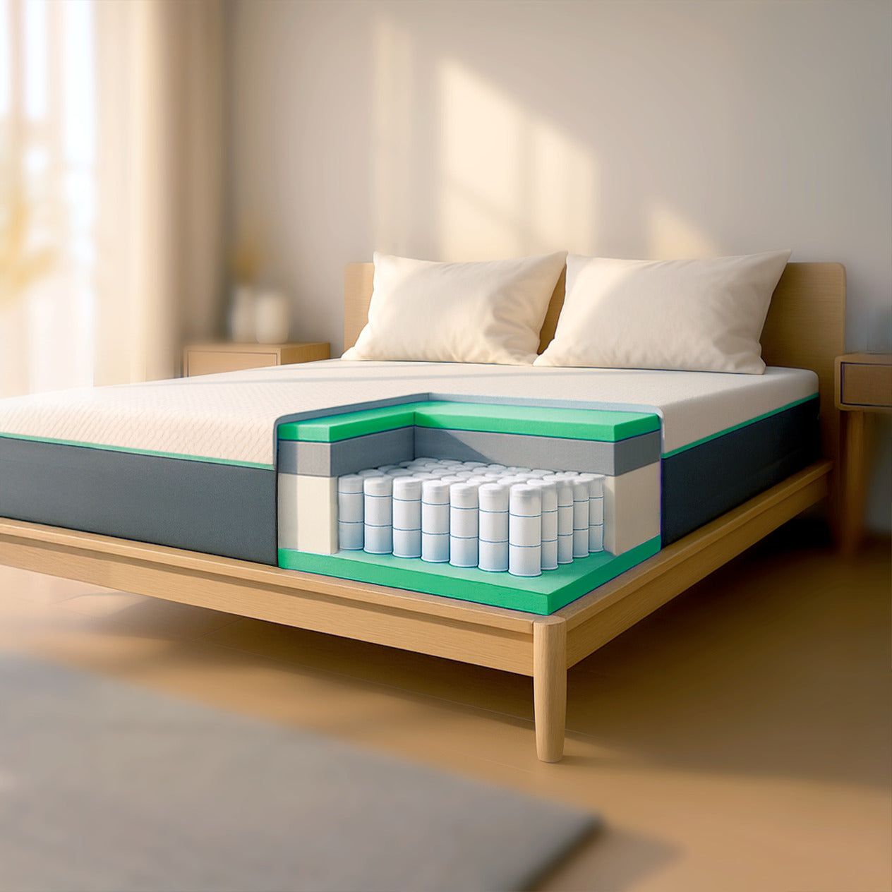 The White Stone Matras 160x190 van Memory Foam en Pocketveren | Hoogte 25 cm | Breeze Technologie