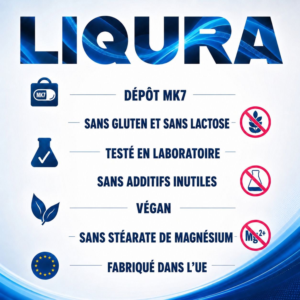 Spray LIQURA Vitamine D3+K2: MK7-Depot, sans gluten, sans lactose, testé labo, vegan.
