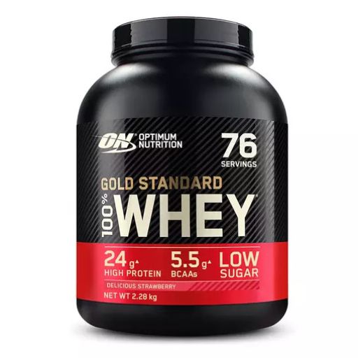 Optimum Nutrition Gold Standard 100% Whey, Delicious Strawberry, 76 servings.