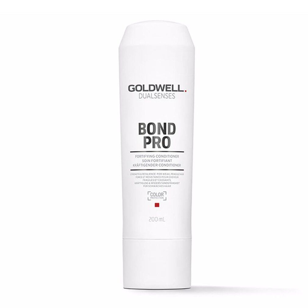 Tube blanc avec BOND PRO, Goldwell Dualsenses. Contient 200 ml. Conditionneur fortifiant pour cheveux colorés.