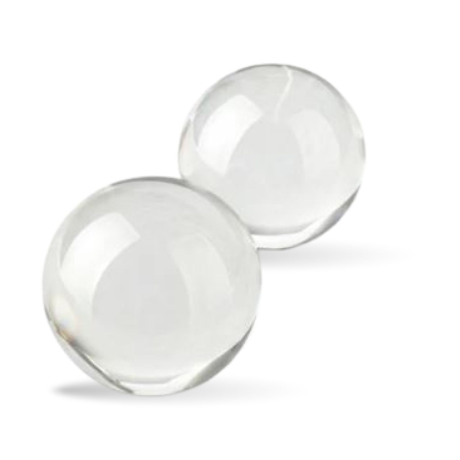 Deux sphères transparentes en verre.