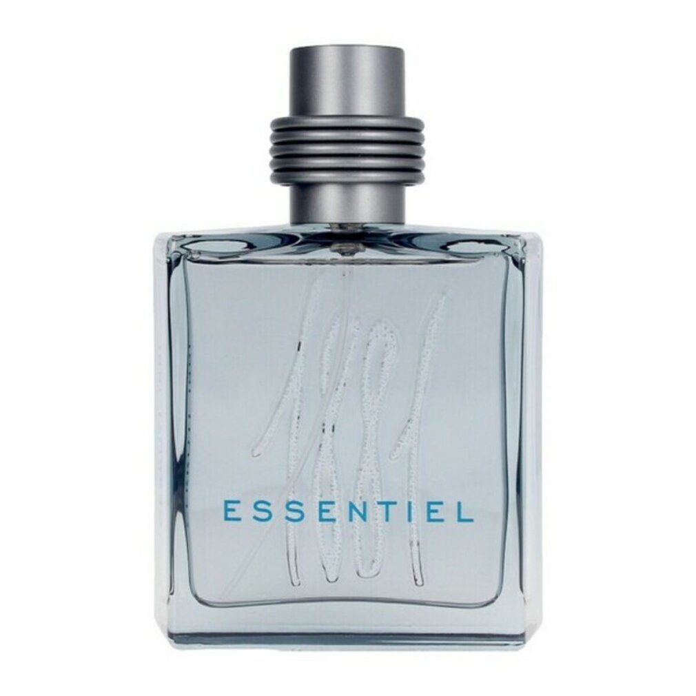 Cerruti 1881 Essentiel Eau de Toilette. Flacon carré avec bouchon argenté. Inscription Essentiel et 1881 sur le flacon.