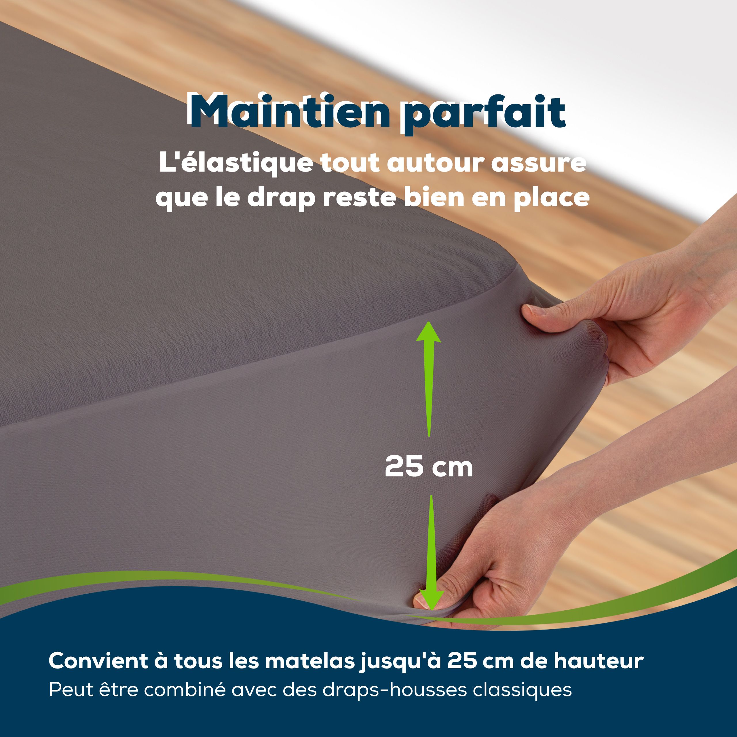 Sensalou drap-housse 100 x 200 en gris