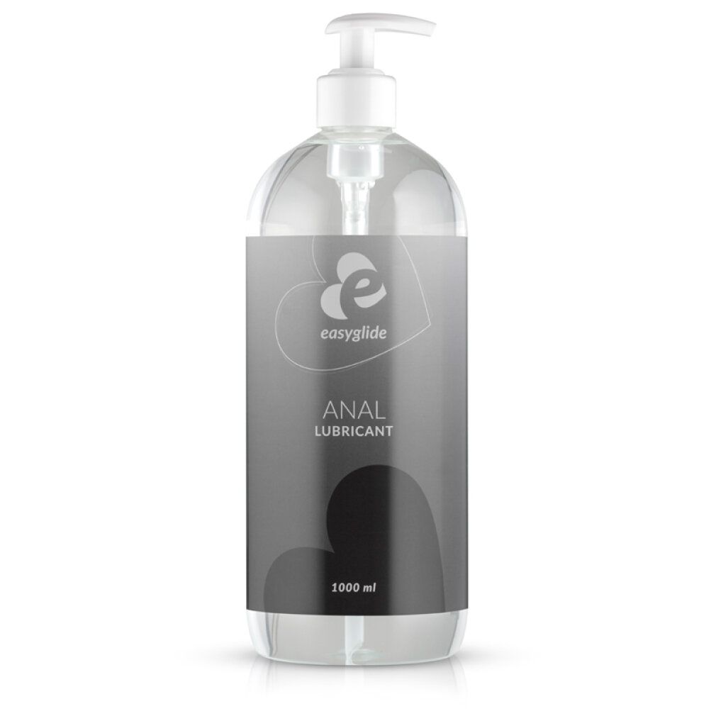 Transparante fles met pomp. Etiket met logo en tekst "ANAL LUBRICANT".