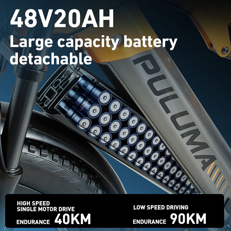 Elektrische fietsaccu 48V 20AH. Grote capaciteit, afneembaar. Weergave van bereik bij hoge en lage snelheid.