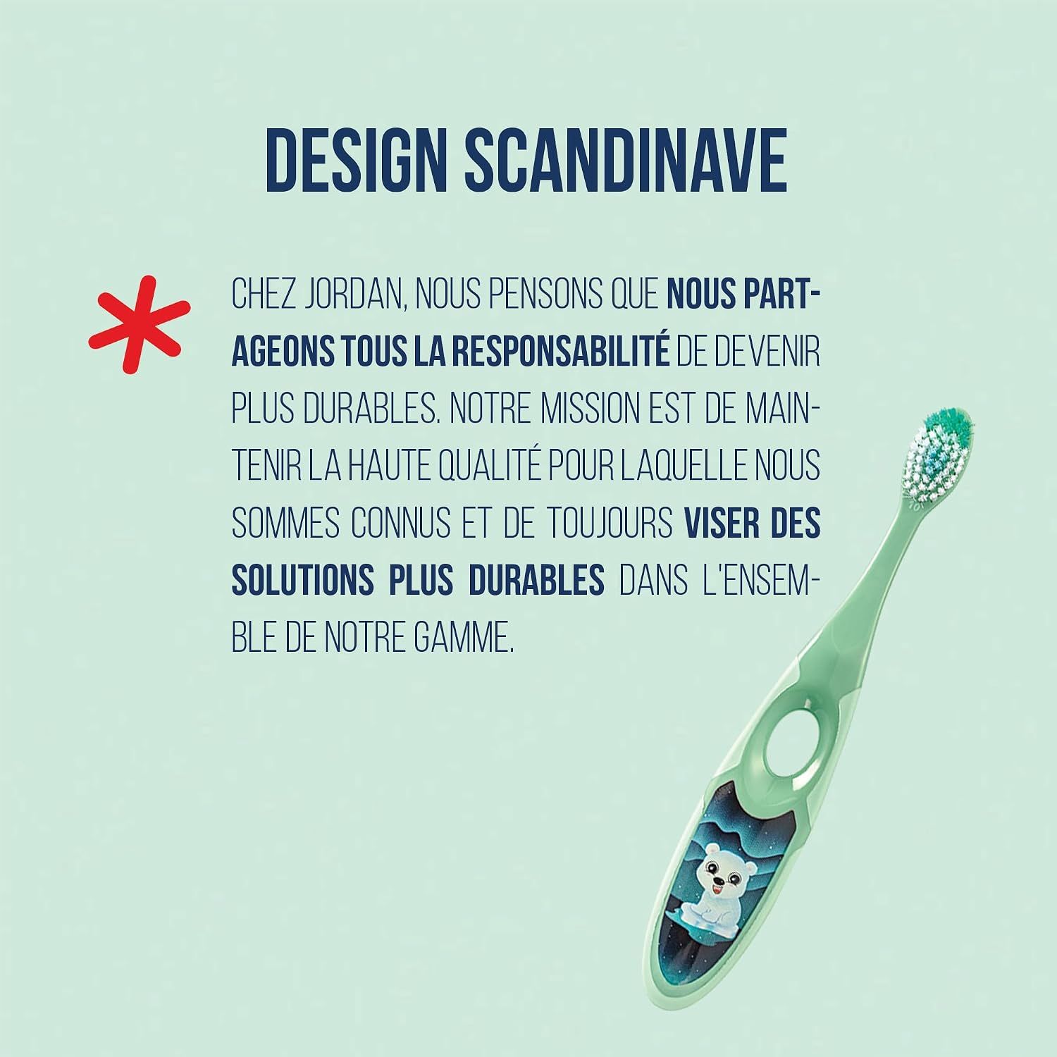 Brosse à dents Jordan pour enfants (3-5 ans) en détail, focus sur le design et la durabilité.