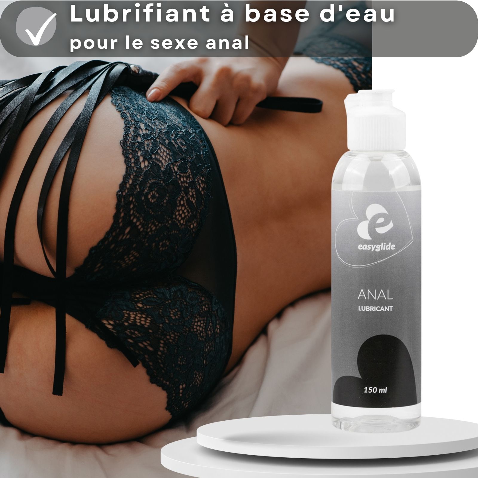 Flacon de gel Easyglide Anal. Texte : Lubrifiant à base d'eau pour le sexe anal.
