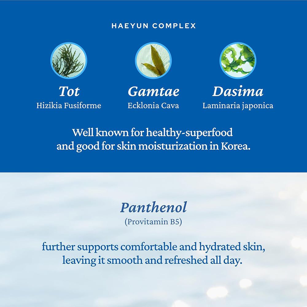 Drie cirkels met plantenextracten: Tot, Gamtae, Dasima. Panthenol voor de huid.