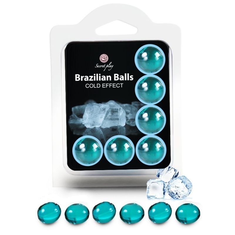 Six billes turquoise à effet froid dans un emballage blister.