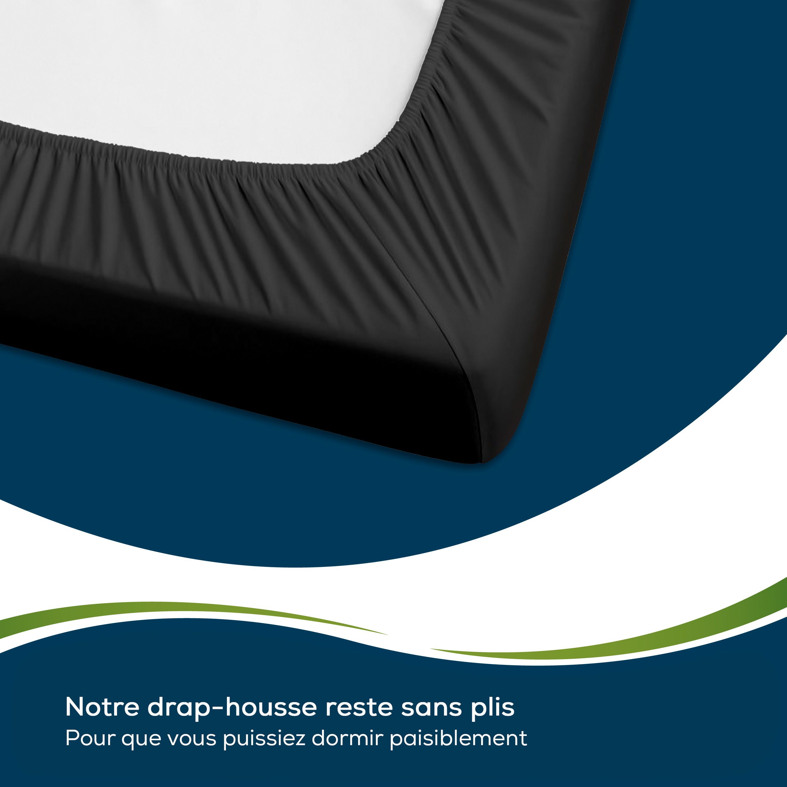 Sensalou drap-housse 100 x 200 en noir