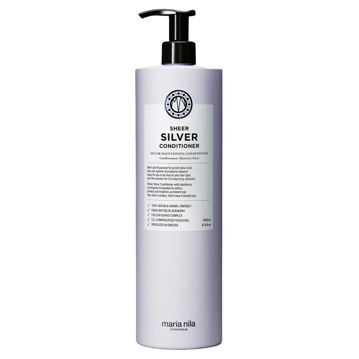 Maria Nila Sheer Silver Conditioner, flacon de 1000ml avec pompe.
