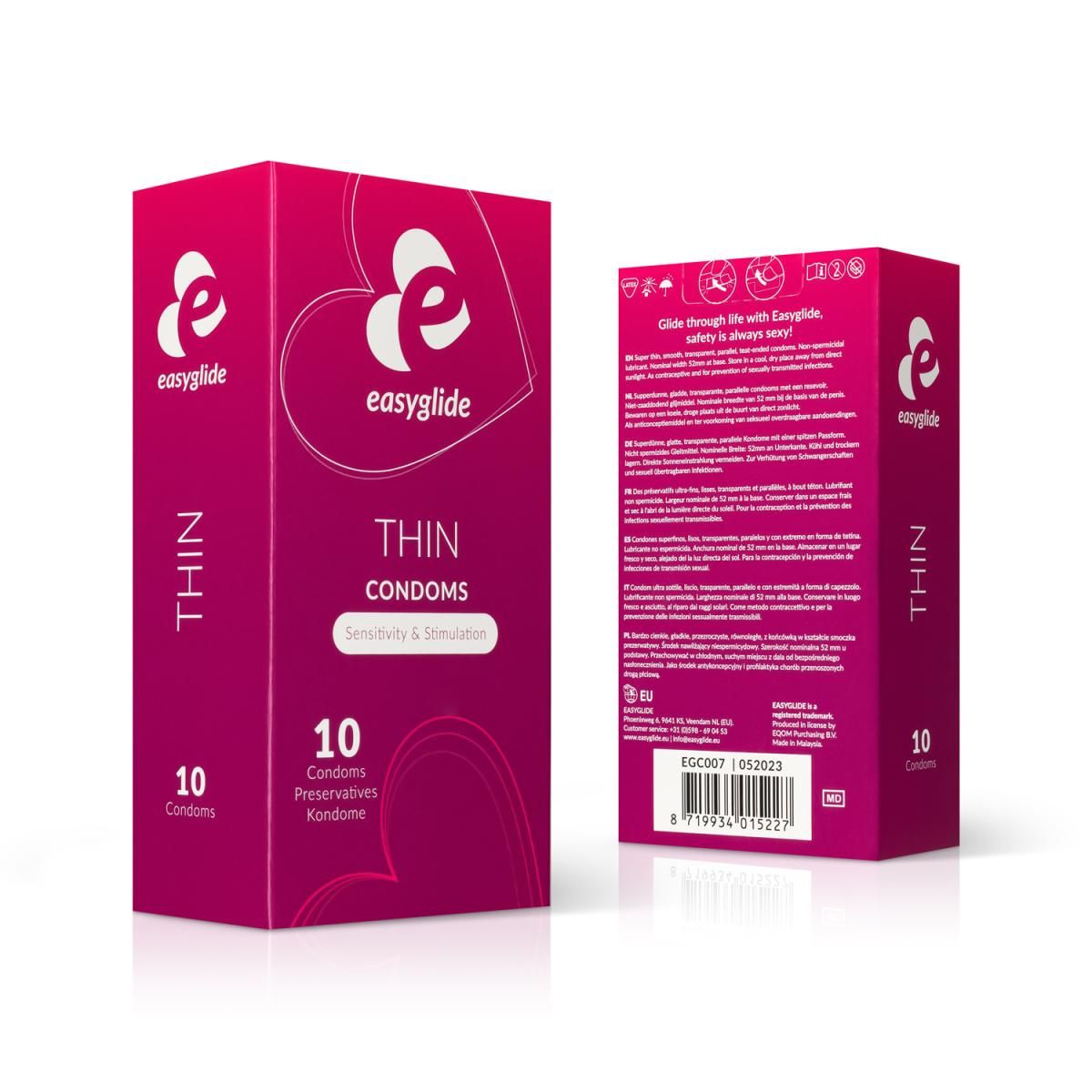 Deux boîtes EasyGlide préservatifs fins, 10 unités.