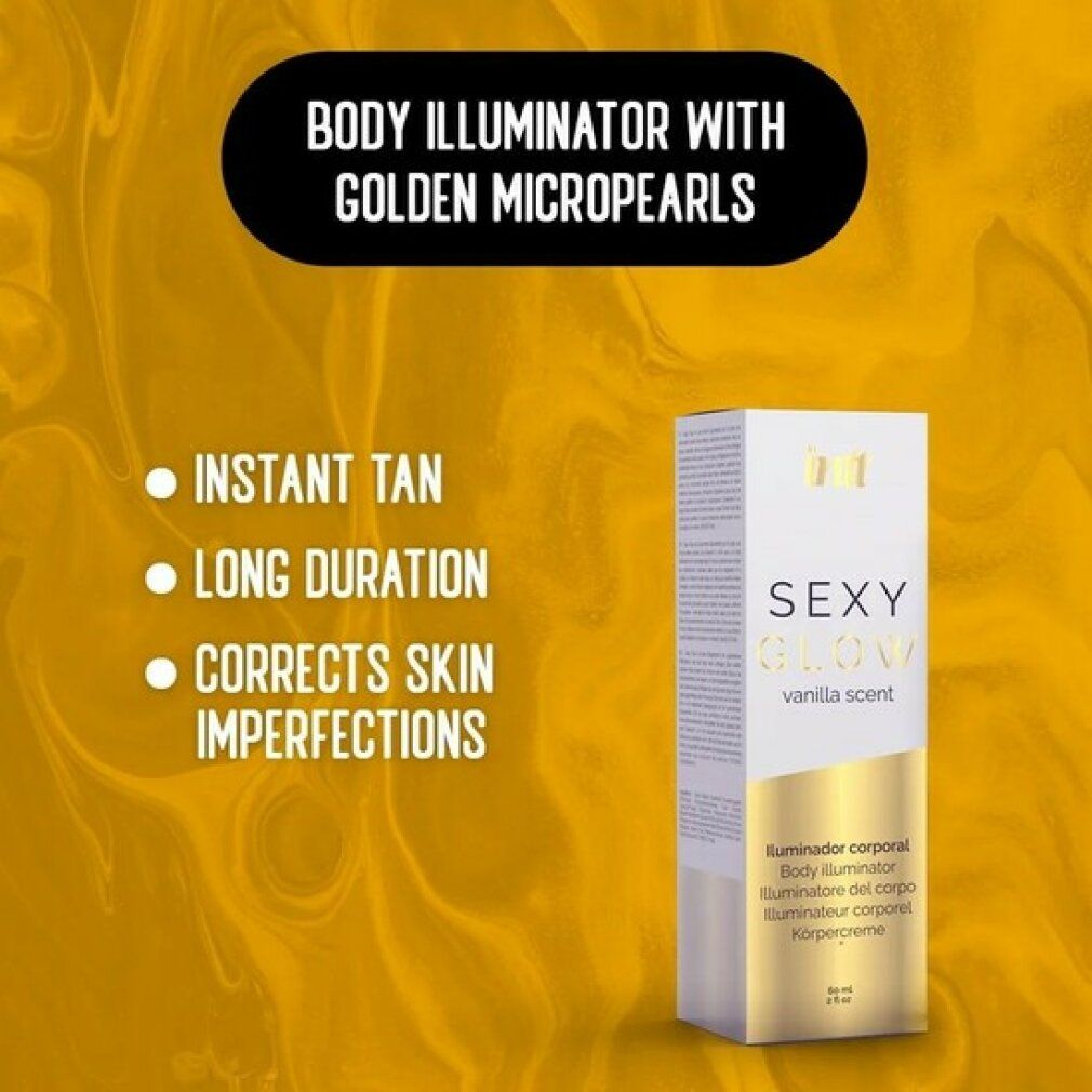 Graphique pour la crème corporelle intt Sexy Glow aux microperles dorées.