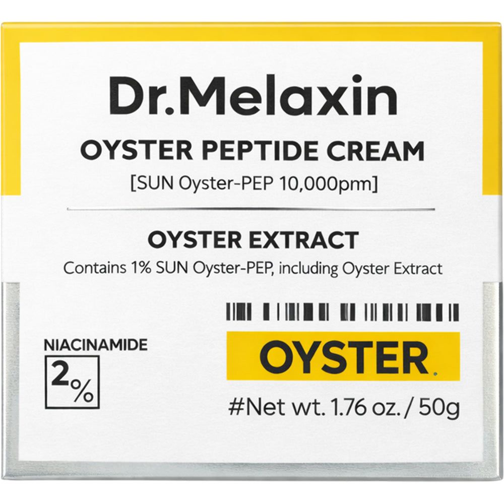 Verpakking van Dr. Melaxin Oyster Peptide Cream met vermelding van niacinamide.