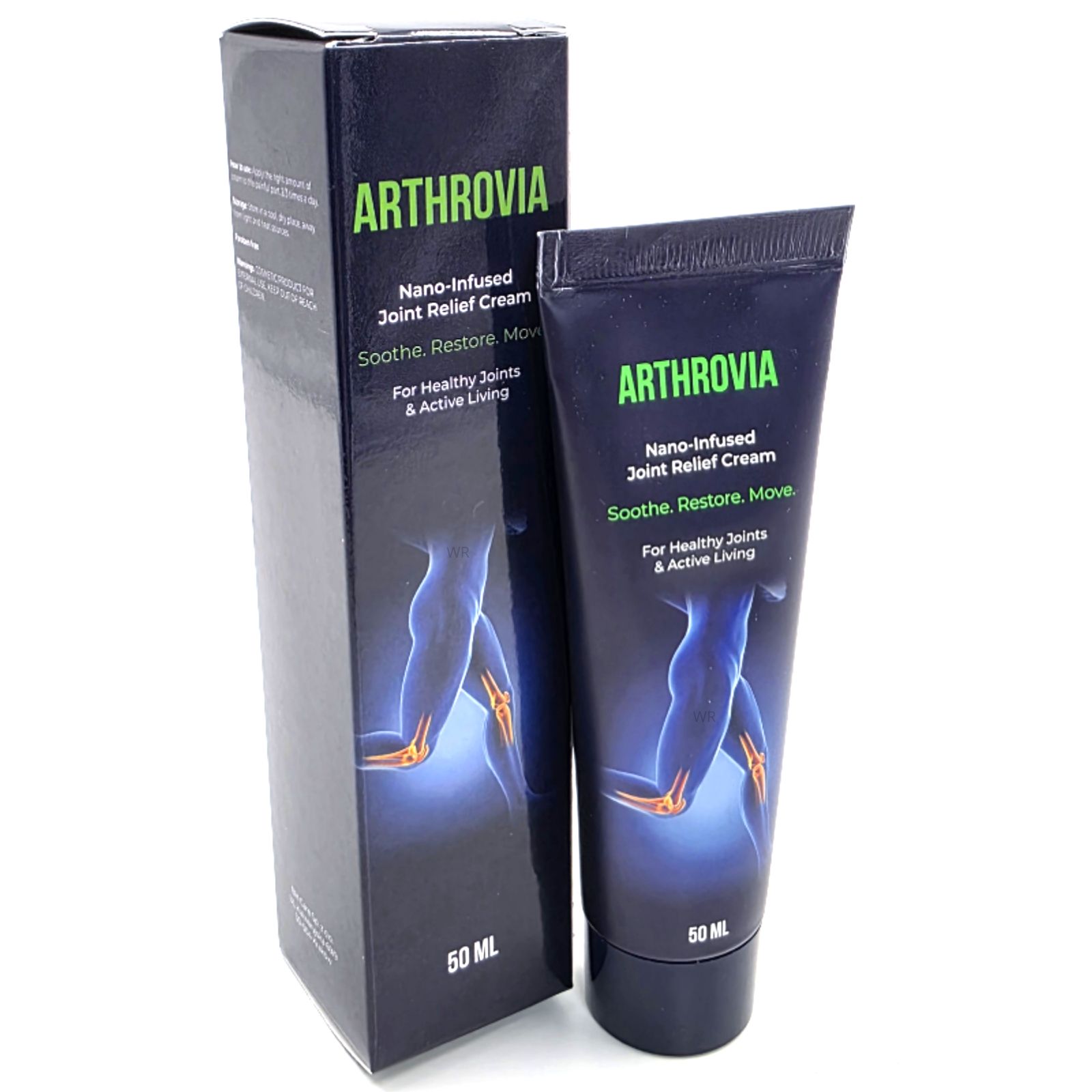 ArthroVia Nano-infused Joint Relief Cream tube en doos, 50 ml.